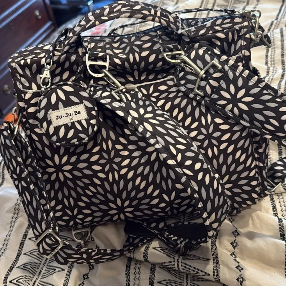 Ju-Ju-Be Black and White Baby Bag Set backpack designer bag purse tote diaper
